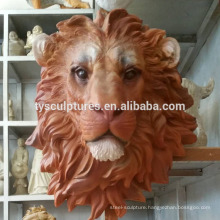 Hot sale resin cast wall statue life size fiberglass lion head sculpture